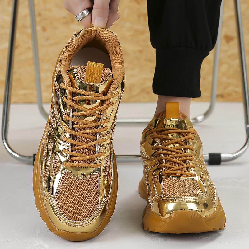 Street Fashion Walking - Heren Nieuwe Mode Glanzende Leren Sneakers