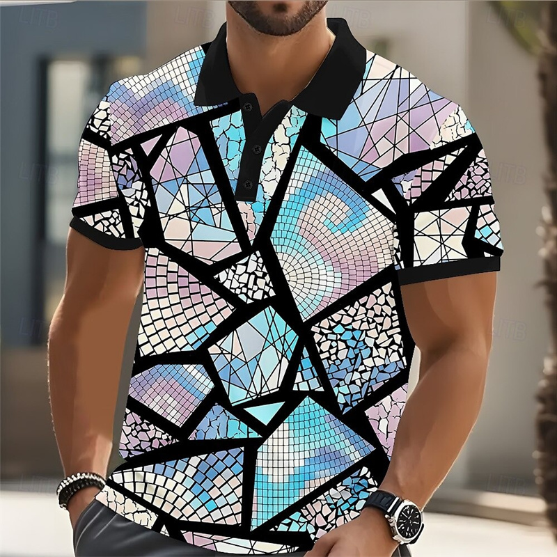 Street Fashion Shanghai - Herenpoloshirt Golfshirt Kleurblokpatroon Gedrukt Geometrische manchetten