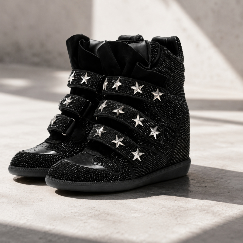 Street Fashion Walking - Dames enkellaarzen met strass steentjes, modieuze