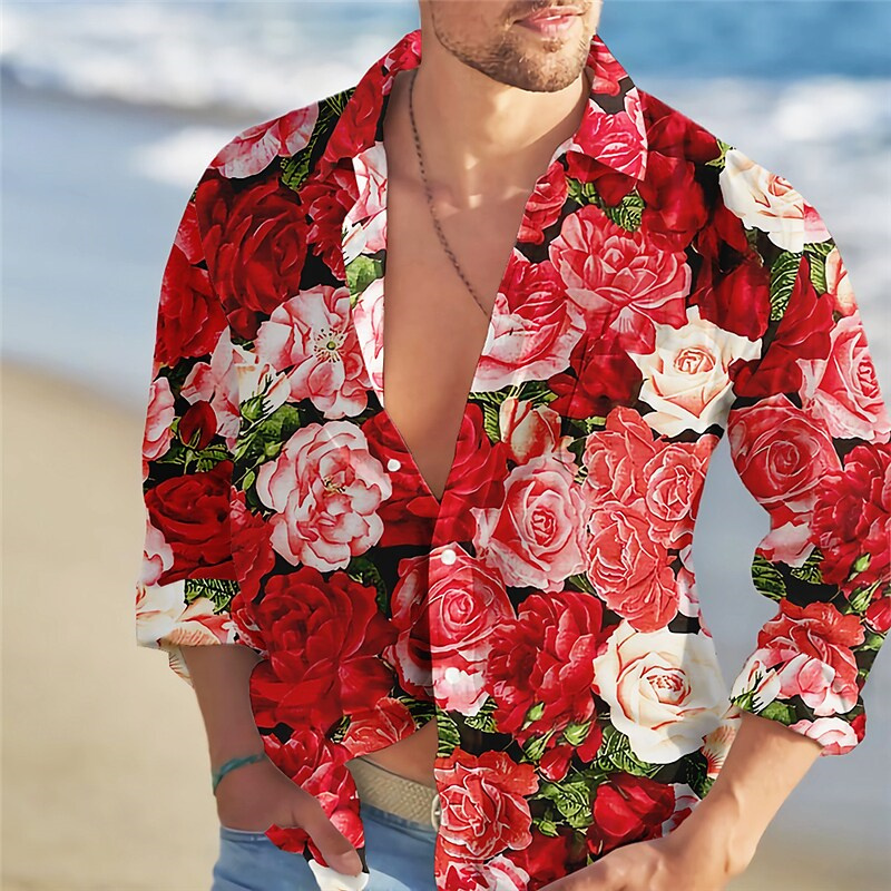 Street Fashion Shanghai - 2023 Mannen Shirt Fashion Trend Rose