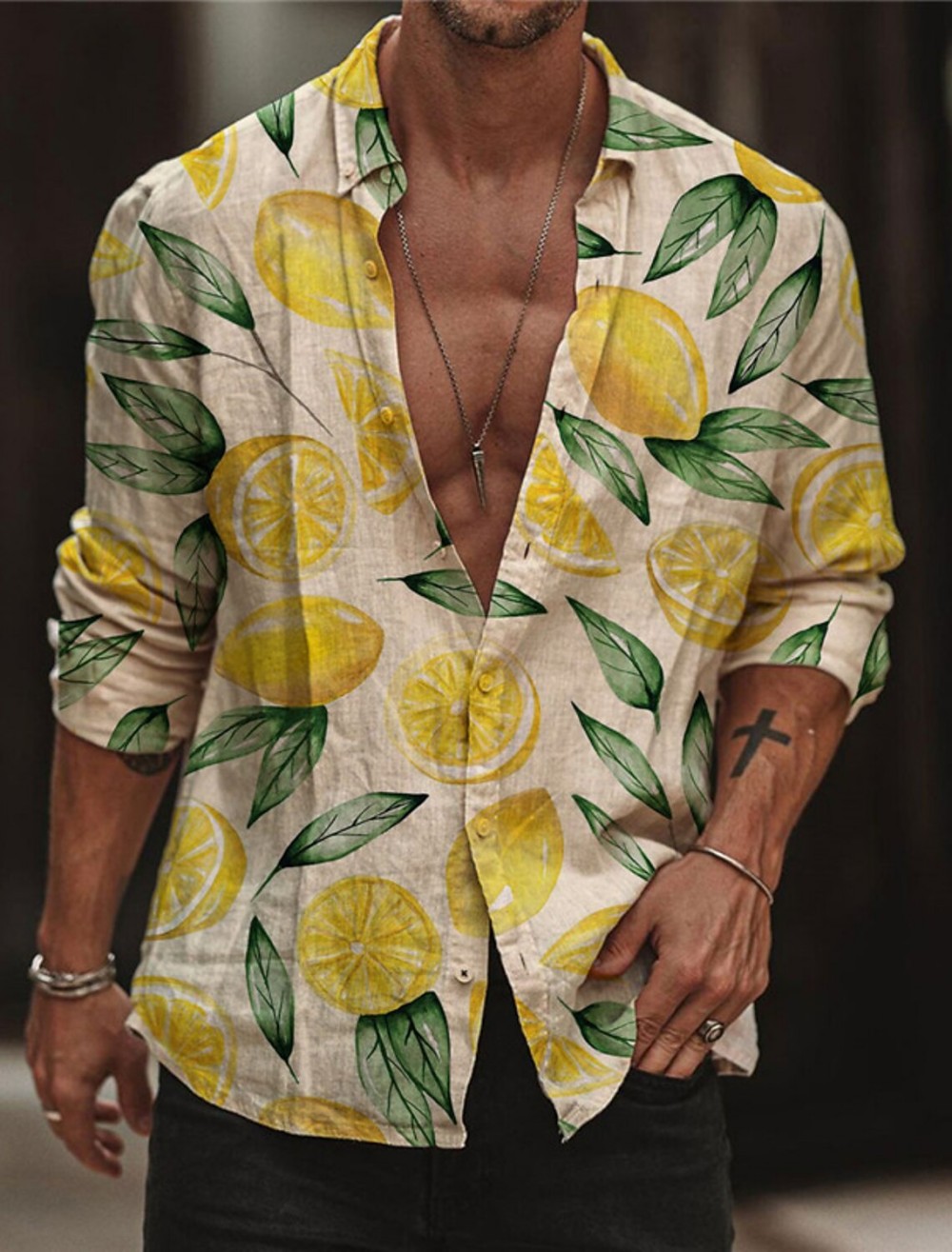 Street Fashion Shanghai - Citroenoverhemd voor heren Zomer Hawaiiaans overhemd