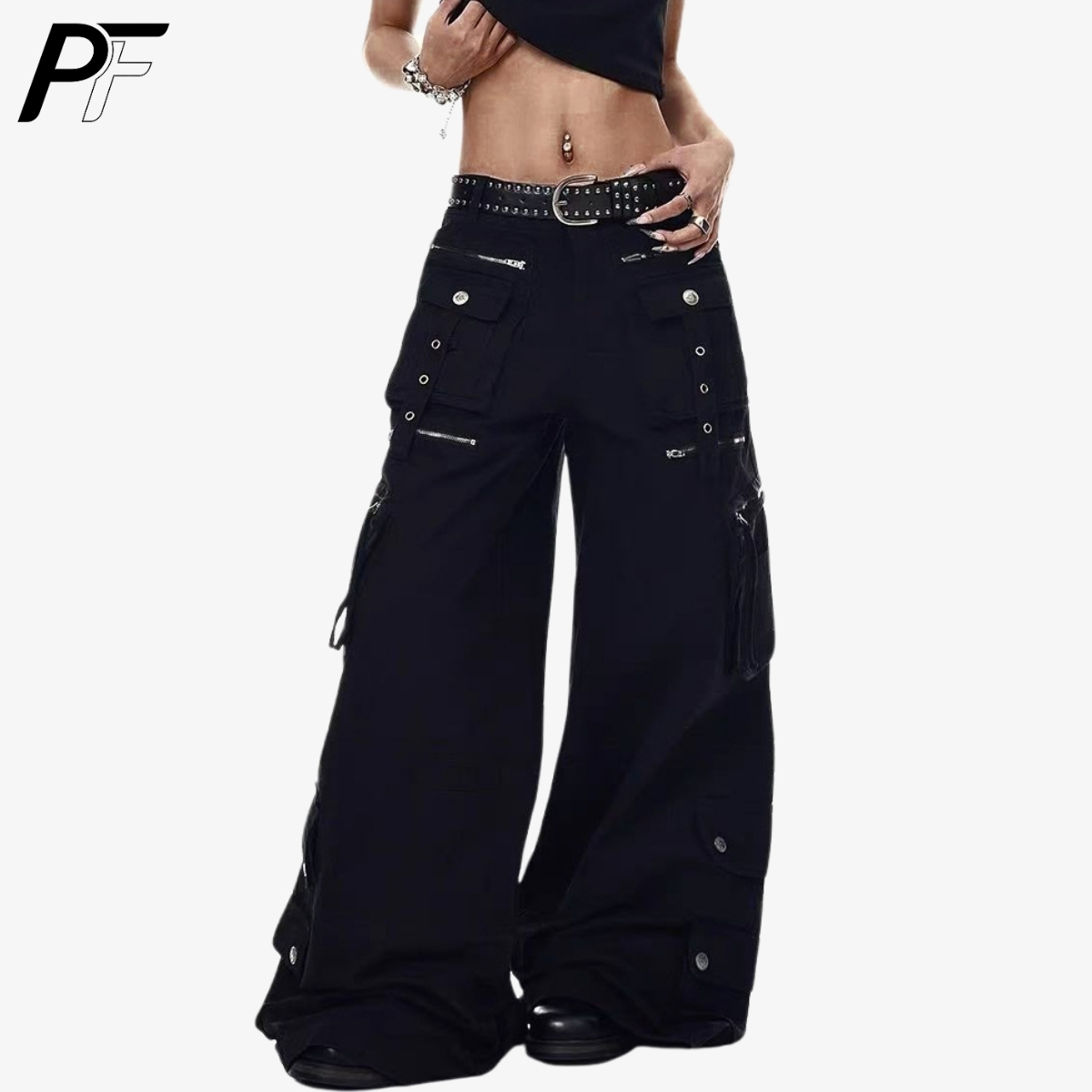 Street Fashion Jeans Men - Grunge Techwear Cargobroek met wijde pijpen