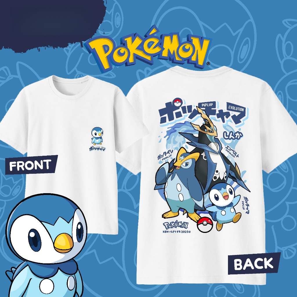 Street Fashion Anime - Anime Pokémon Piplup Evolution Bedrukt Katoenen