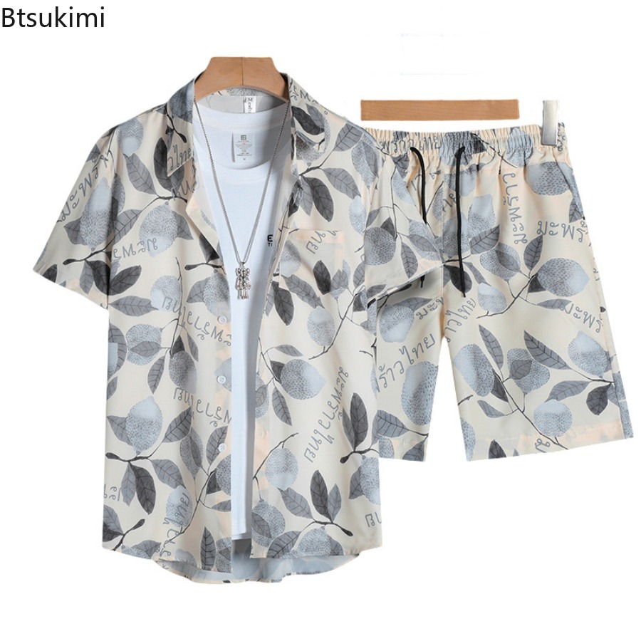 Street Fashion China - 3D-geprint heren overhemdset met korte mouwen,