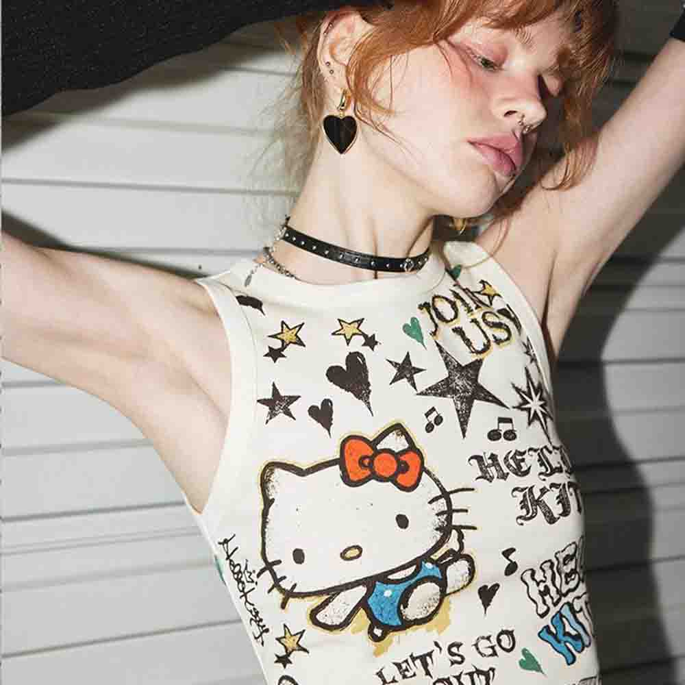 Street Fashion Anime - Sanrio Hello Kitty dames top met