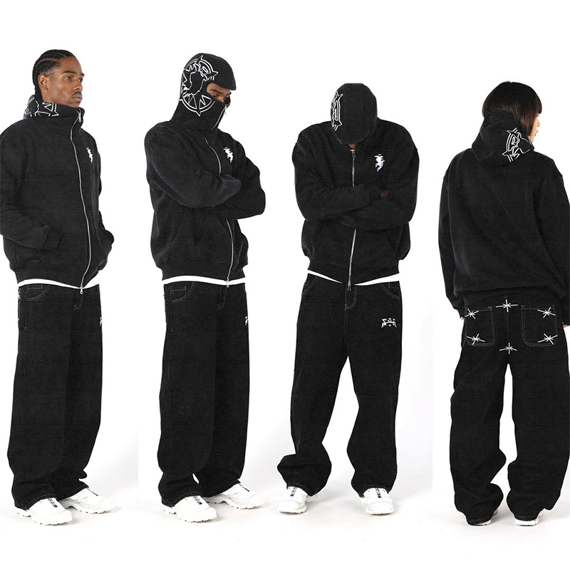 Street Fashion Jeans Men - Borduren grafische streetwear hoodie Y2K harajuku