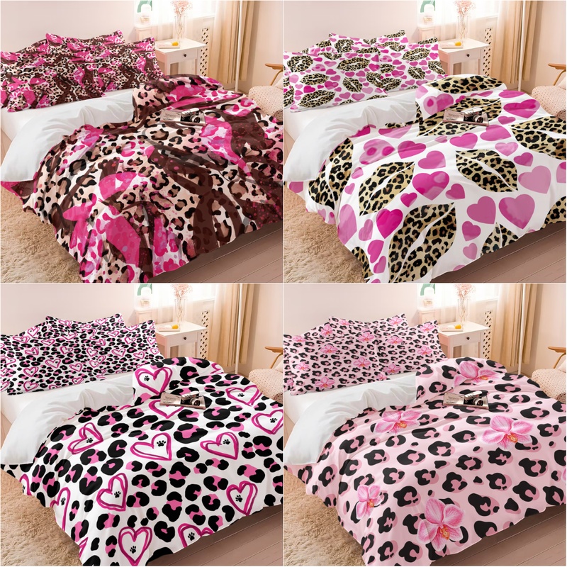 Camo Pattern Set - Roze Luipaard Camo Patroon Dekbedovertrekset (1