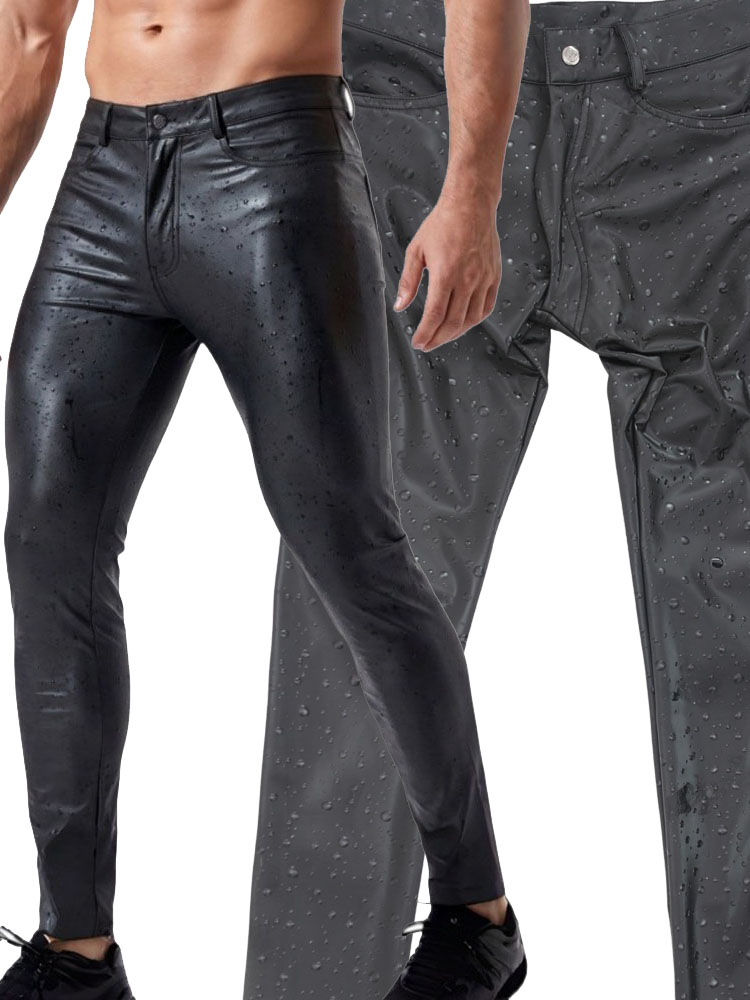 Street Fashion Jeans Men - 3D Water Drop Print Elastisch PU-leer