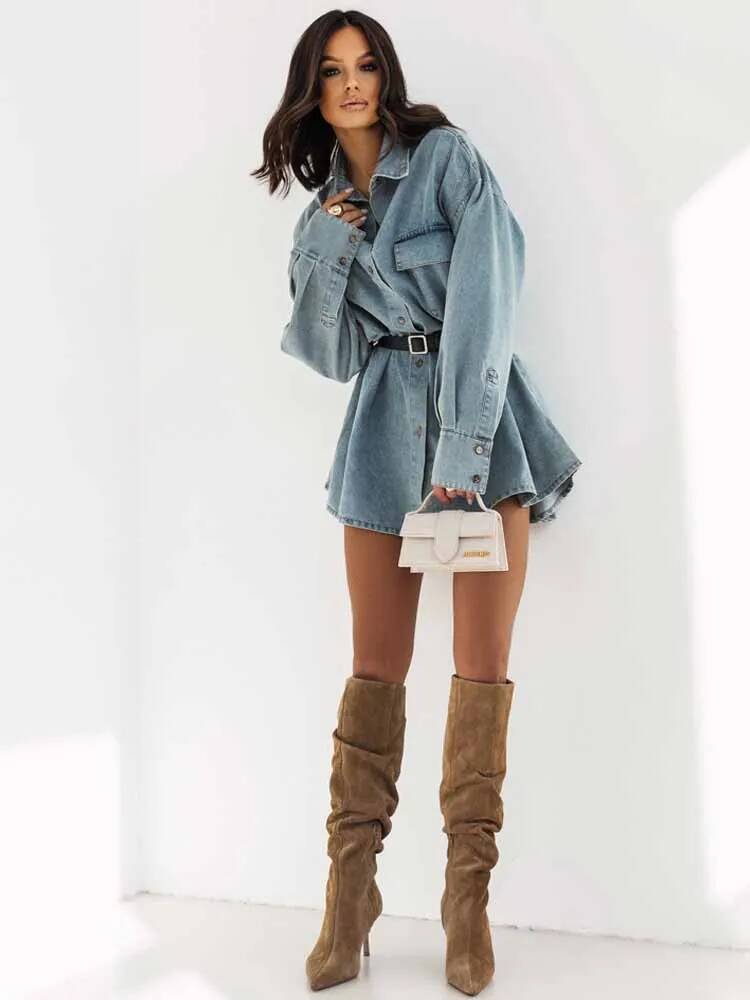 Dames denim oversized shirtjas - Street Fashion Taiwan recensie en prijs