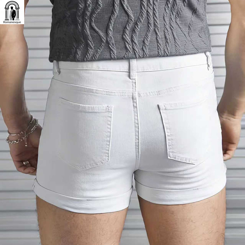 Sexy slim fit witte denim shor - Street Fashion Jeans Men recensie en prijs