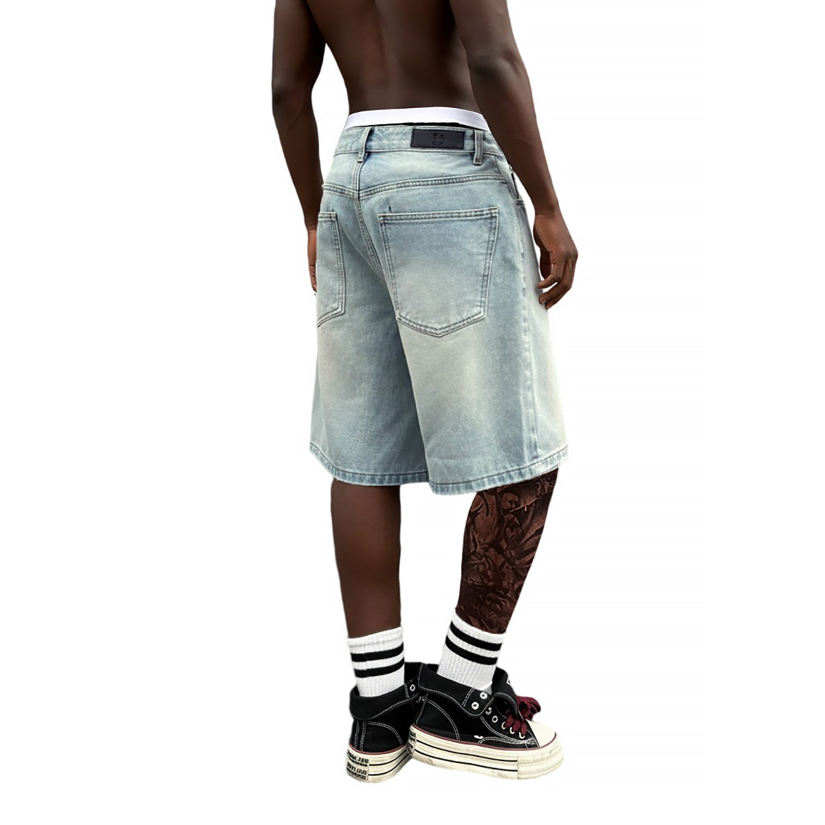 Metalen gesp korte baggy jeans - Street Fashion Jeans Men recensie en prijs