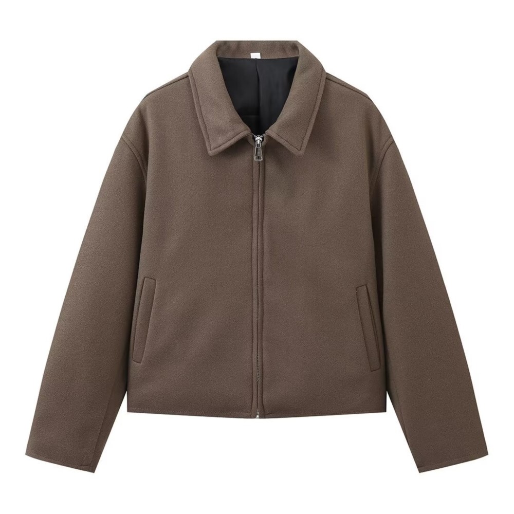 Vintage effen bruine kraag jas - Street Fashion Shanghai recensie en prijs