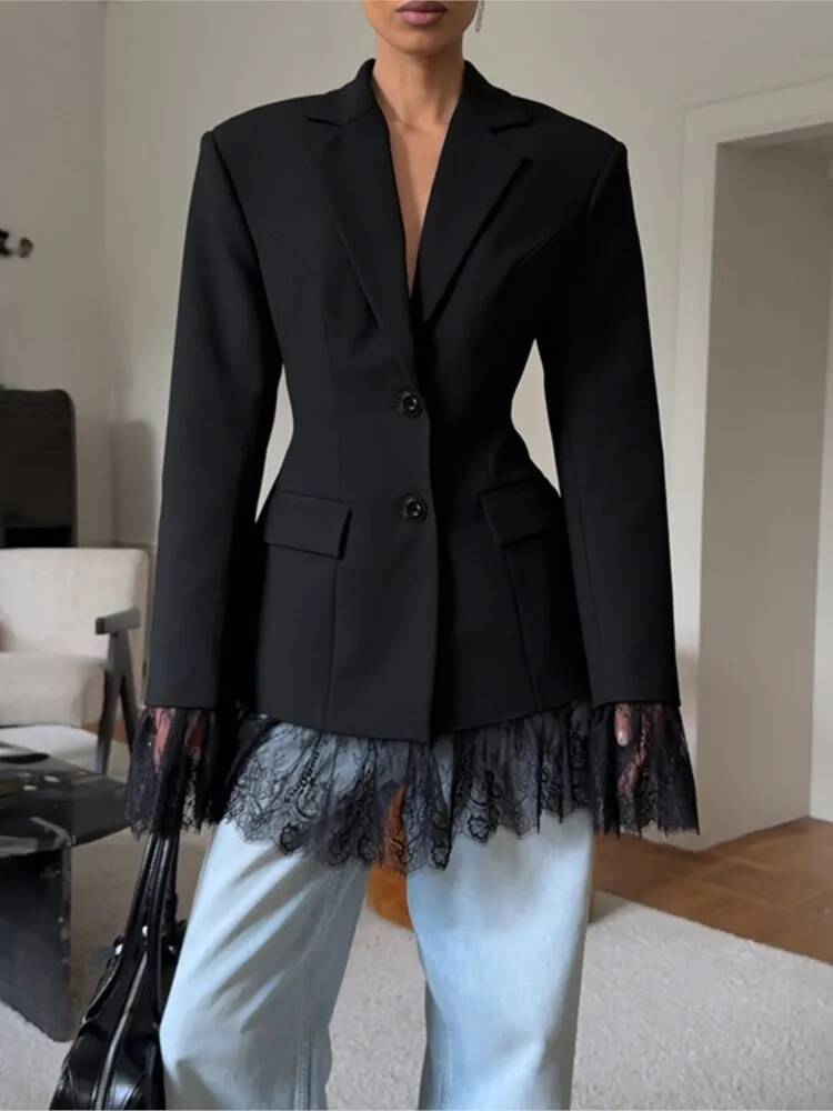 Elegante Kanten Blazer Jas Dam - Street Fashion Taiwan recensie en prijs
