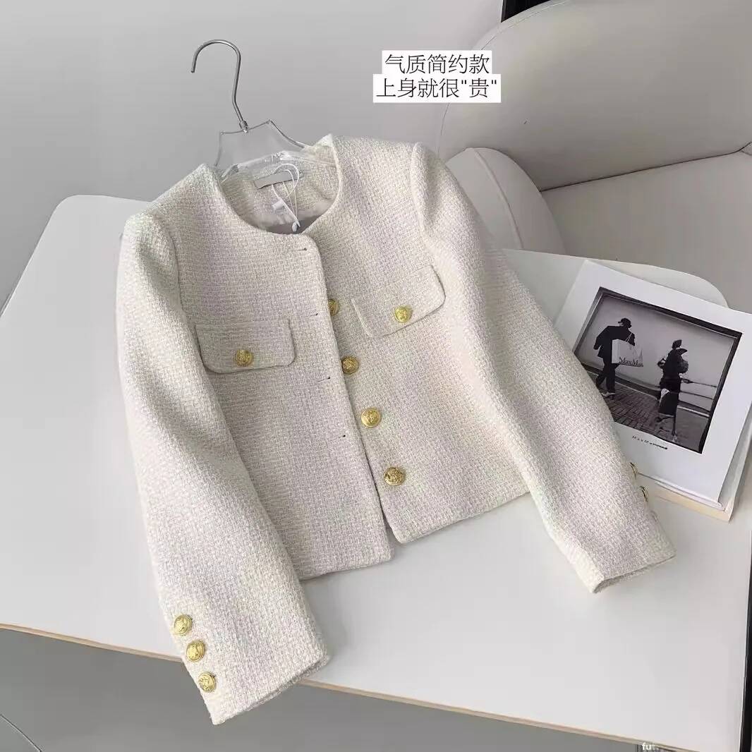 Mode geruite tweed jas met fra - Street Fashion Taiwan recensie en prijs